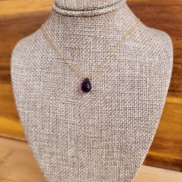 Amethyst Necklace Minimalist Crystal Gemstone February Birthstone - Picture 2 of 5
